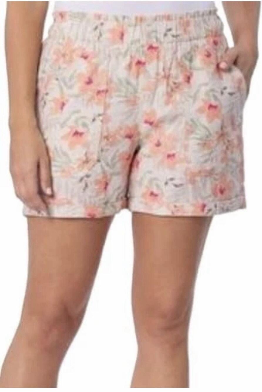 Pink - Briggs Ladies’ Linen Blend Short, Pink floral, XL